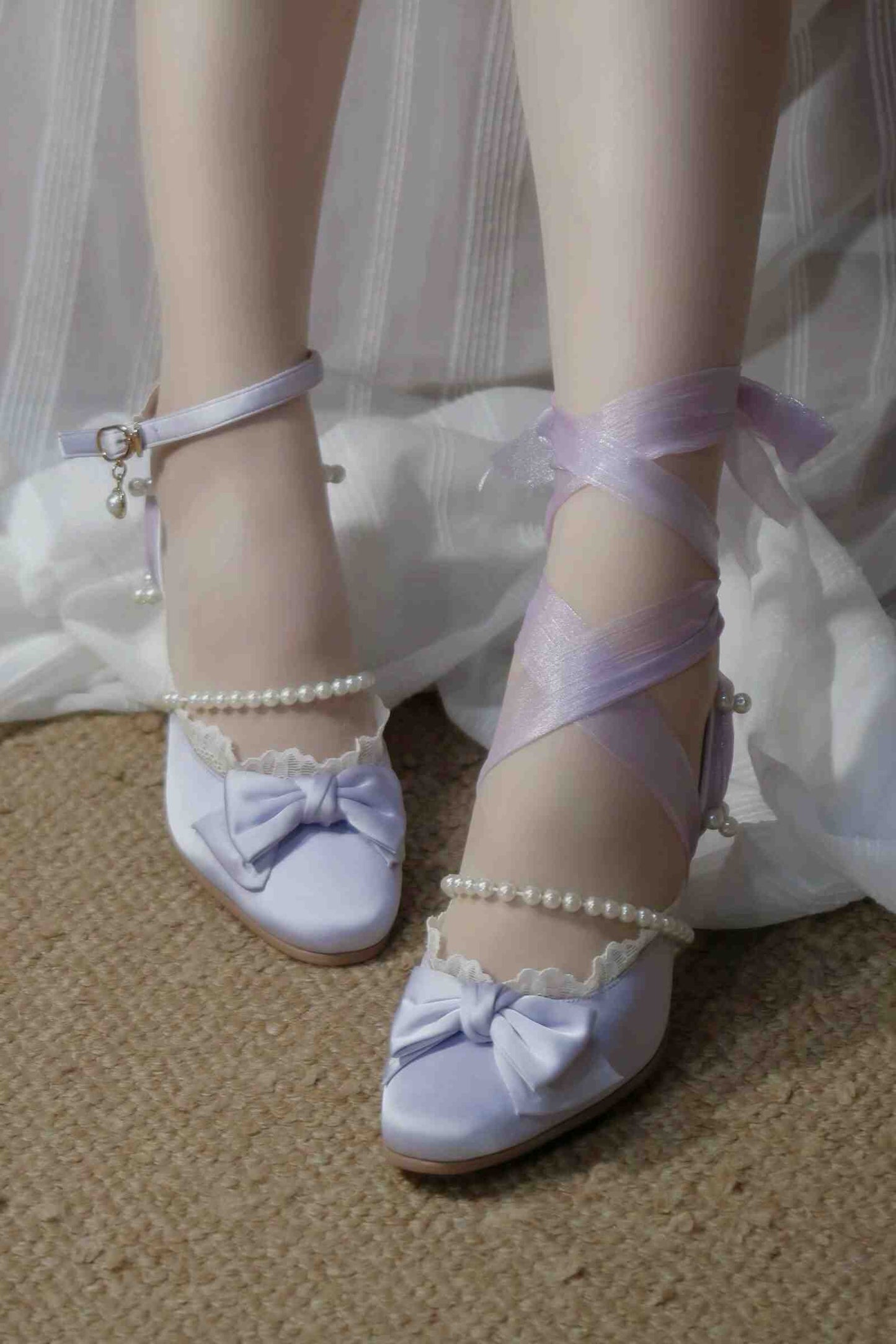 Velvet Sequined Satin High Heels