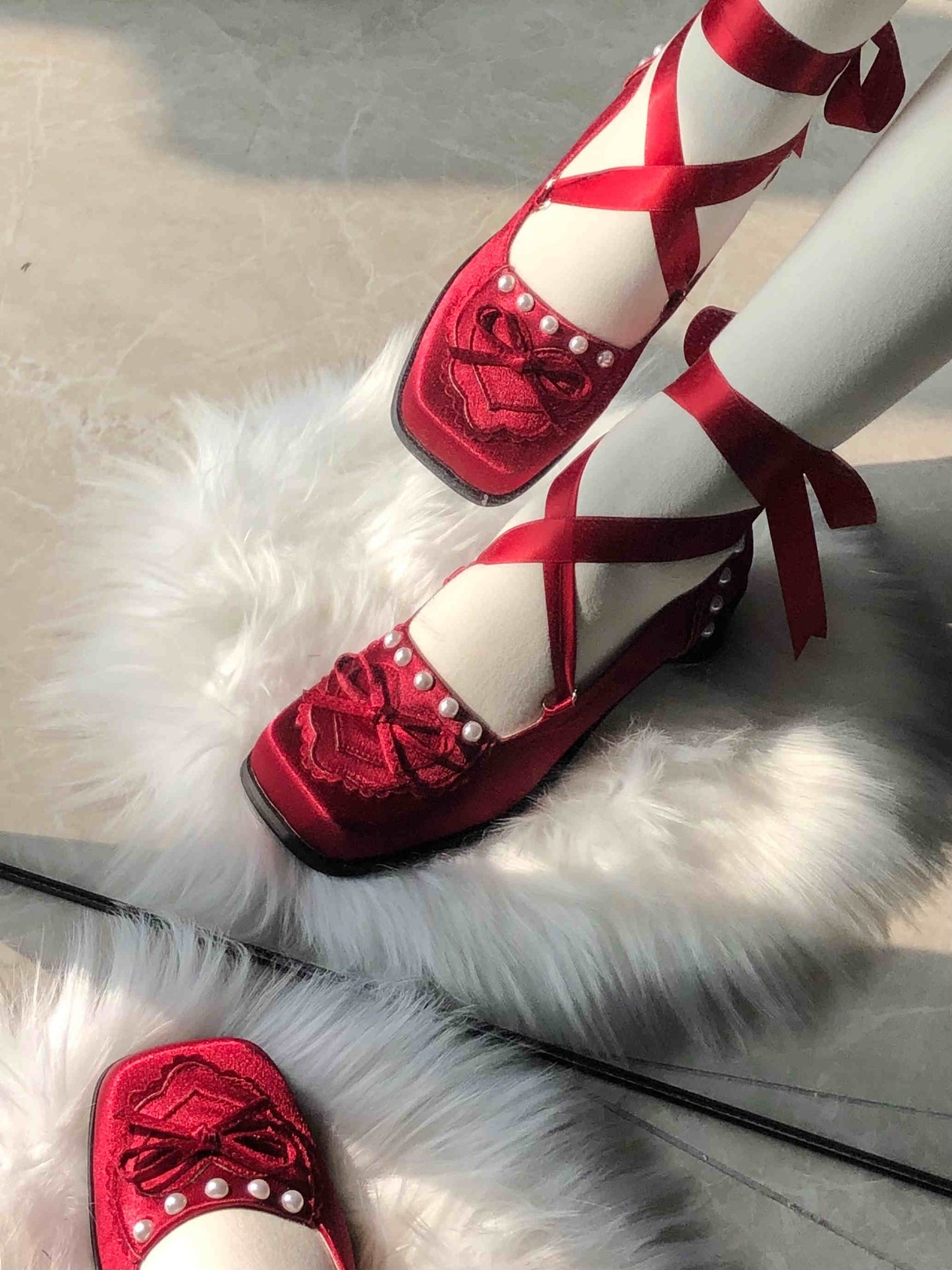 Cookies Satin Ballet Square Toe Shoes