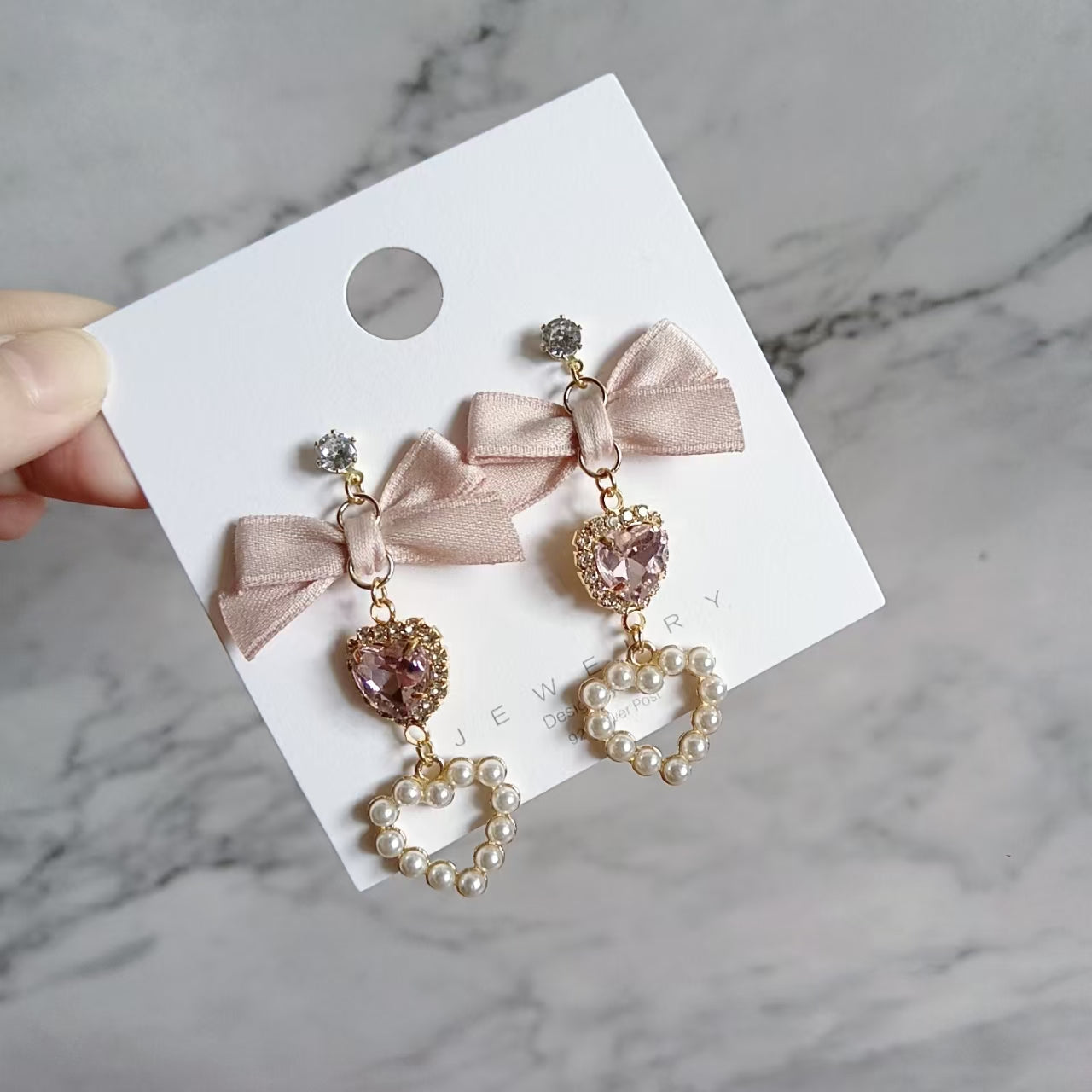 kawaii pearls bow earrings