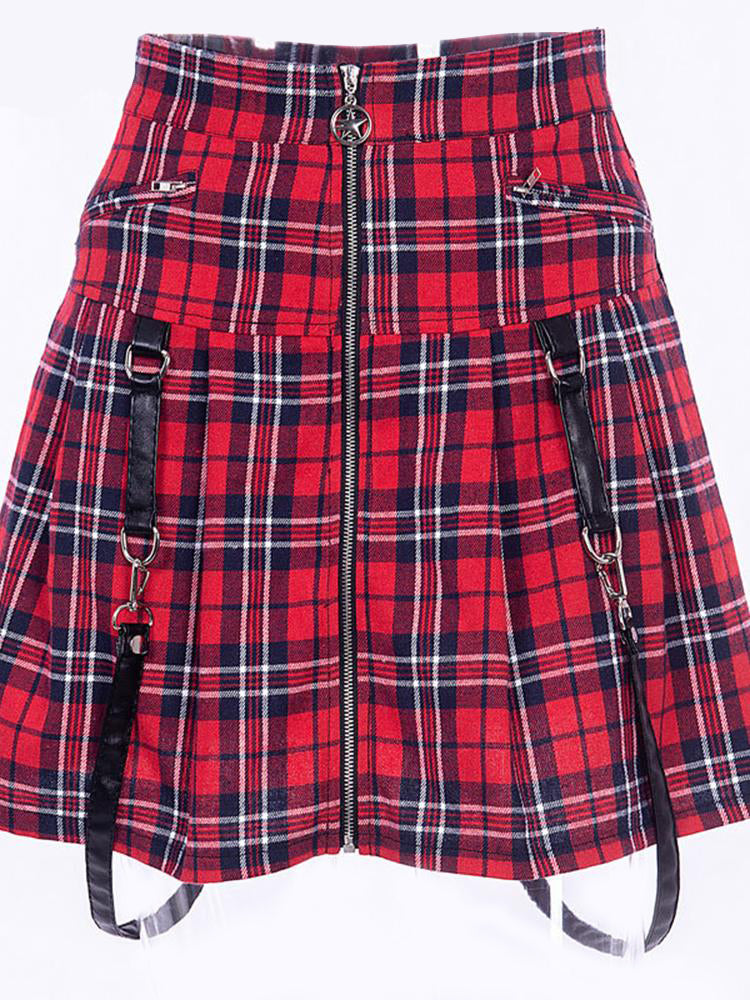 Egirl Punk Rock Red Plaid Skirt