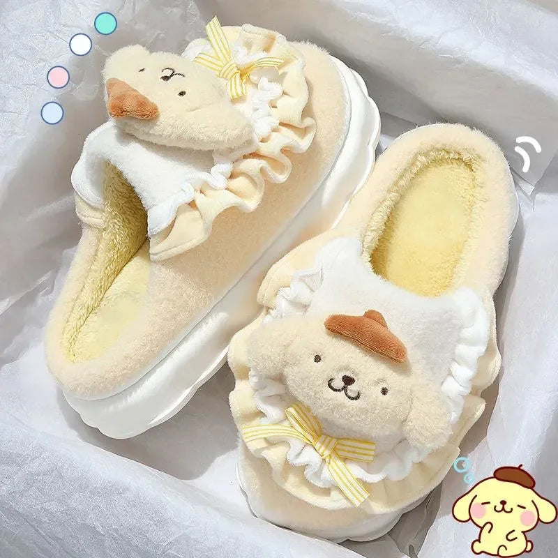 Fuzzy Friends Kawaii Slippers Yellow