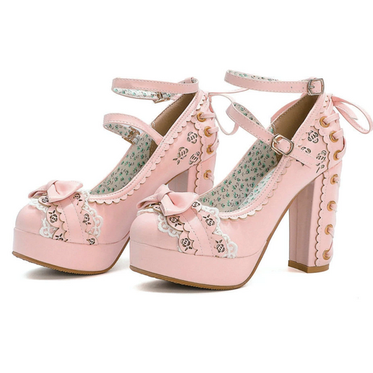Lacy Corset High Heels Pink