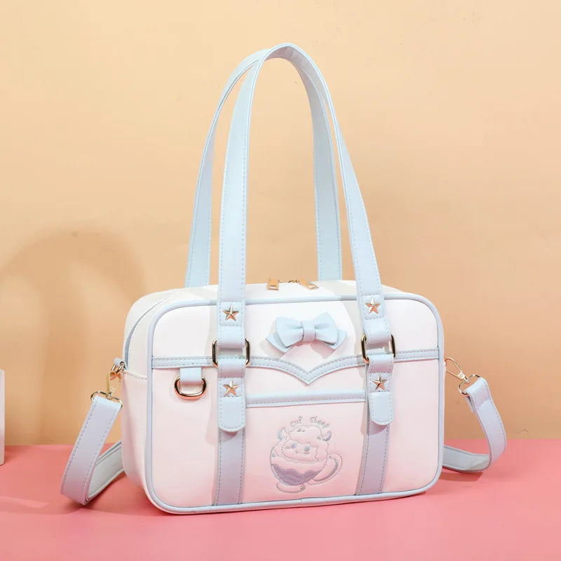 Pastel Sheep Teacup Messenger Bag Blue