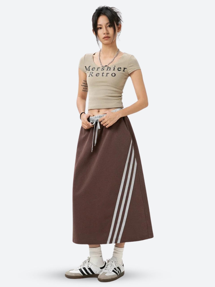 Sport Midi Skirt Brown
