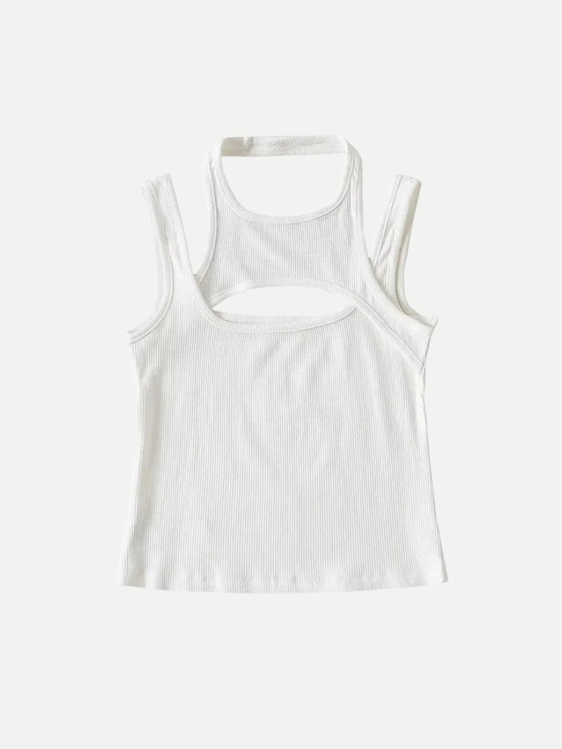 Sporty Asymmetric Tank Top White