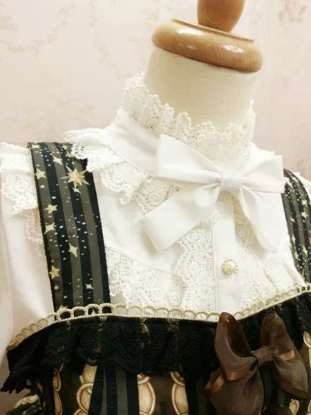Elegant Lolita Shirt Stand Collar Puff Long Sleeve Blouse