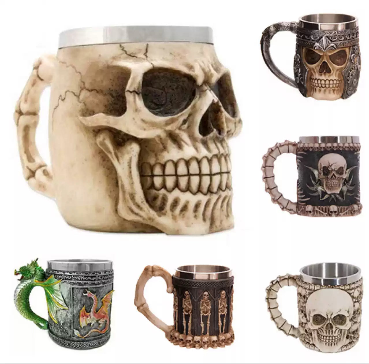 3D Resin Stainless Steel Skull Cup