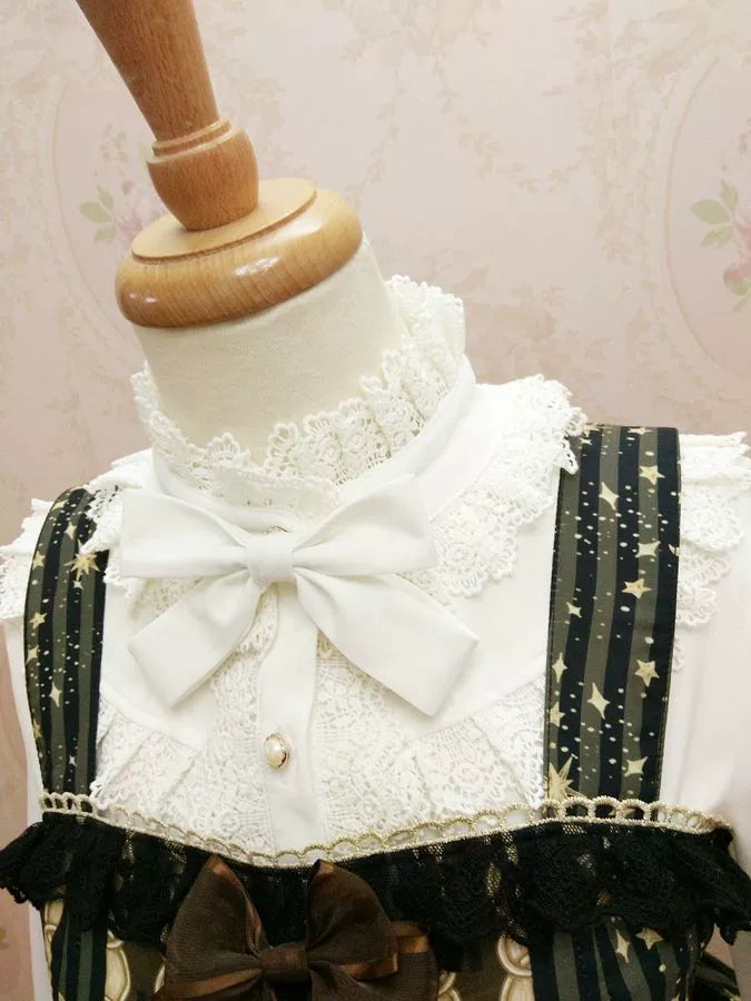 Elegant Lolita Shirt Stand Collar Puff Long Sleeve Blouse