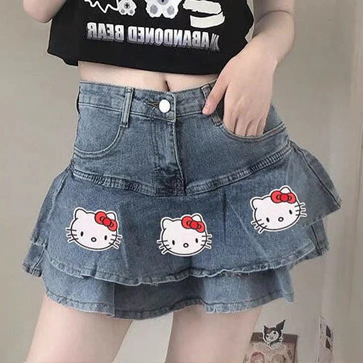 Cute denim suit skirt