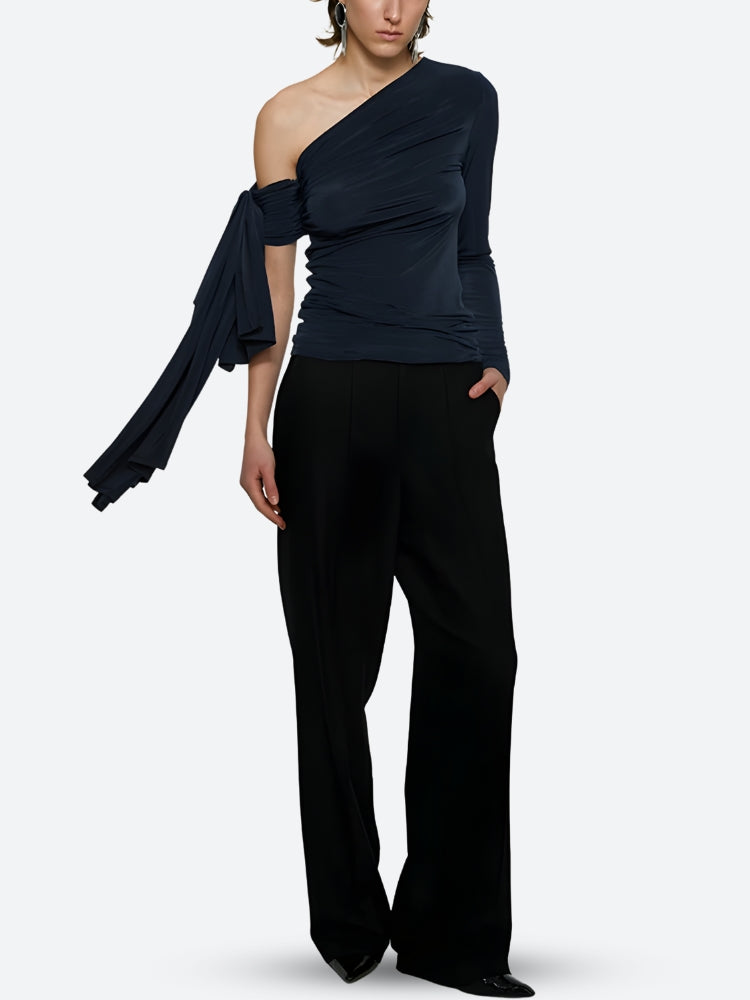 Tie Shoulder Top Navy