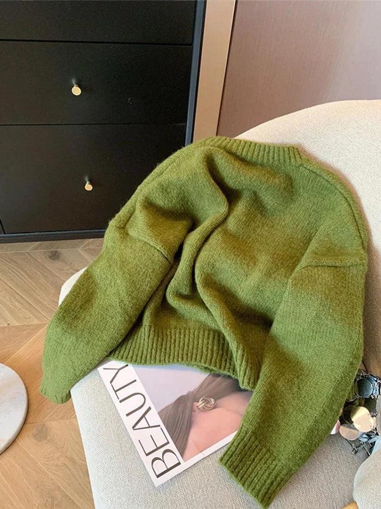 Vintage Daisy Embroidered Green Cardigan