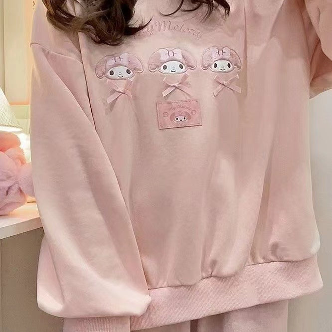 Sanrio Lace Fake Two-piece Long-Sleeved Sweatshirt Top