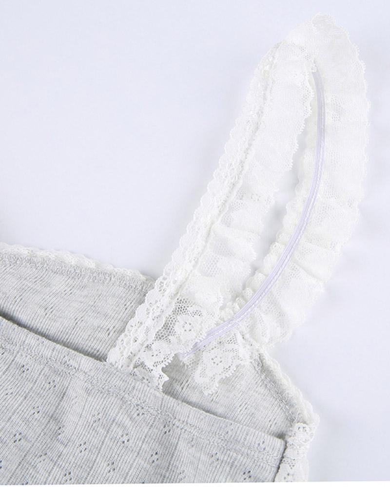 Snowrun Cami Ruffle Lace Tank Top