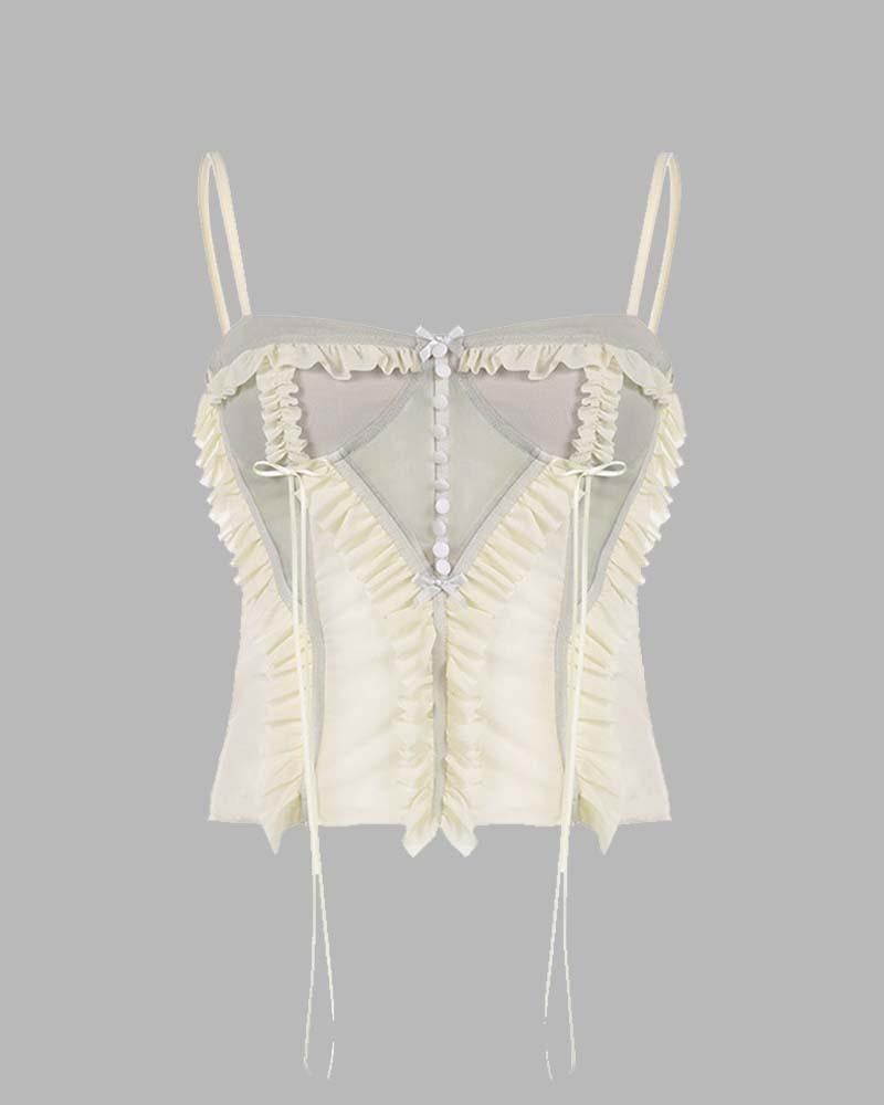 Maya Dreams Corset Coquette Top Beige