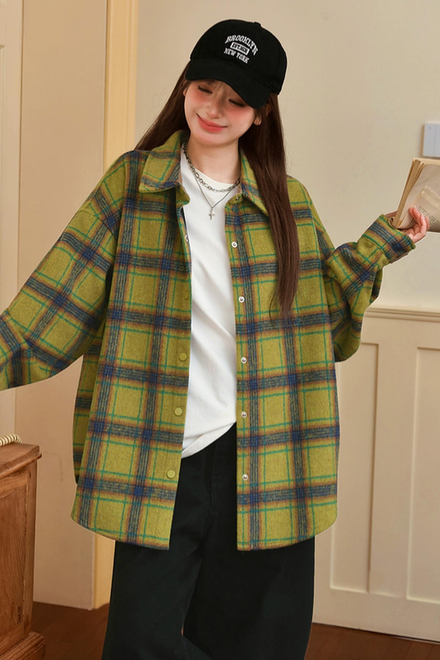 Retro Plaid Preppy Blouse
