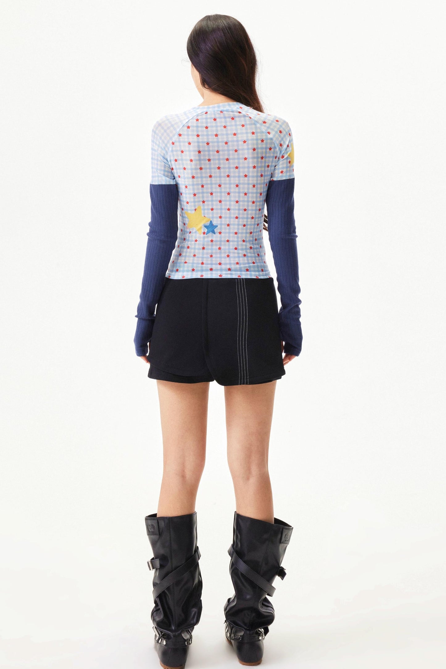 Graffiti Mesh Patchwork Top