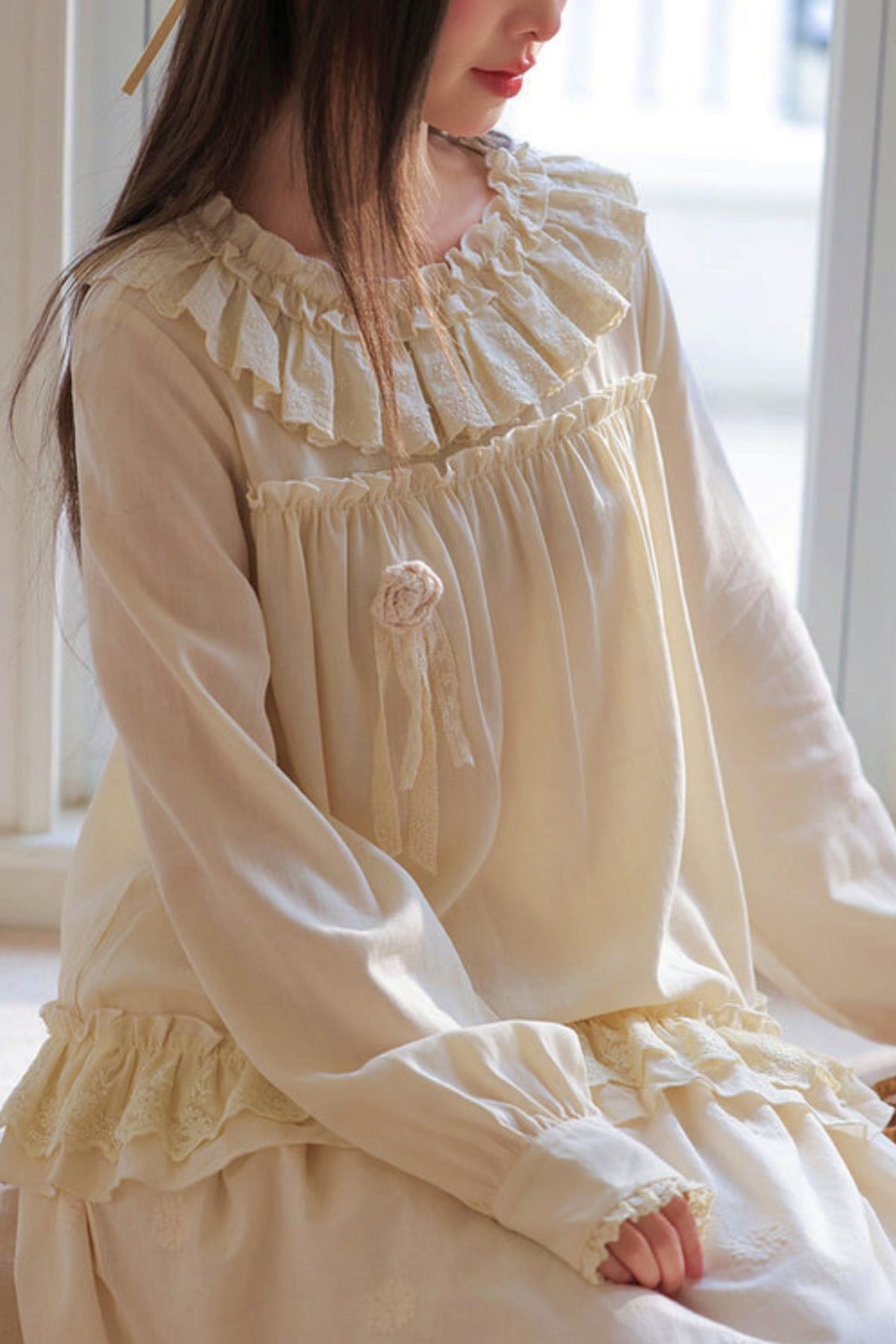 Lyocell Lace Trim Blouse