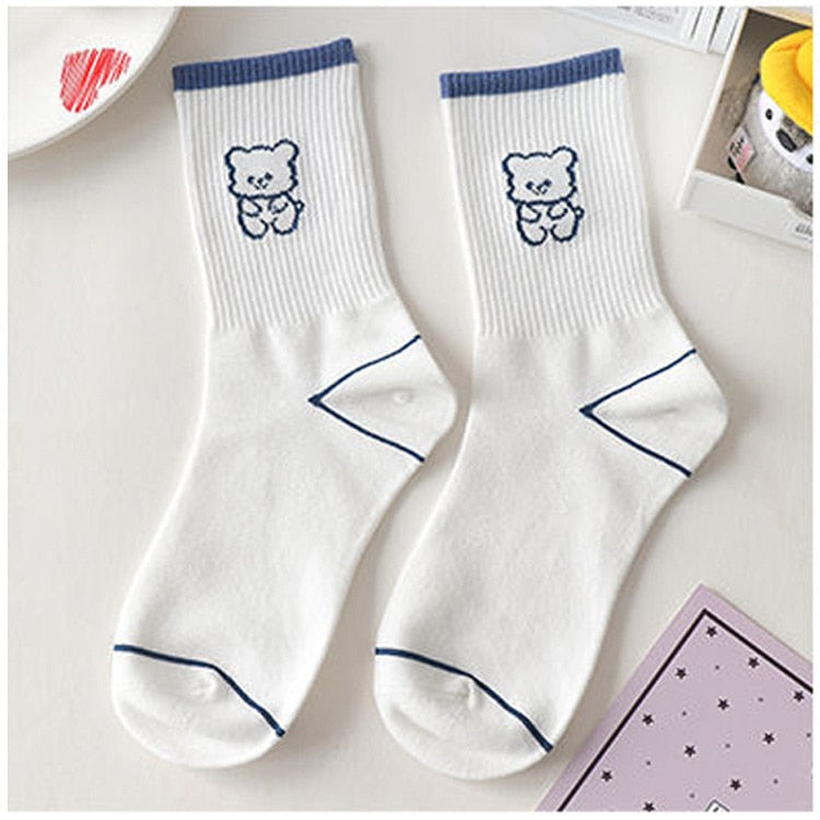 Blue Textured Teddy Bear Socks 8