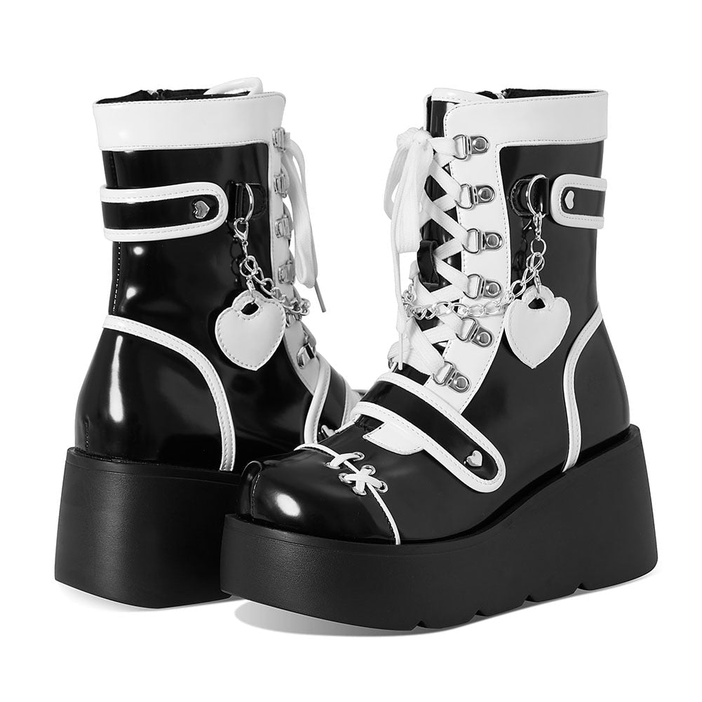 Cyber Punk Babydoll Booties Black & White
