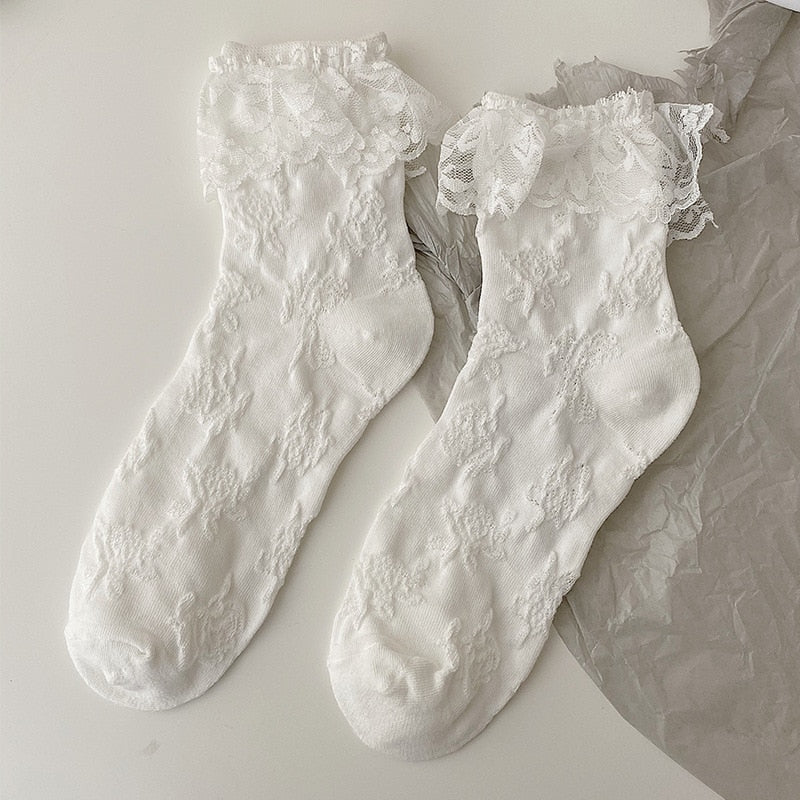 Dainty White Lace Socks A