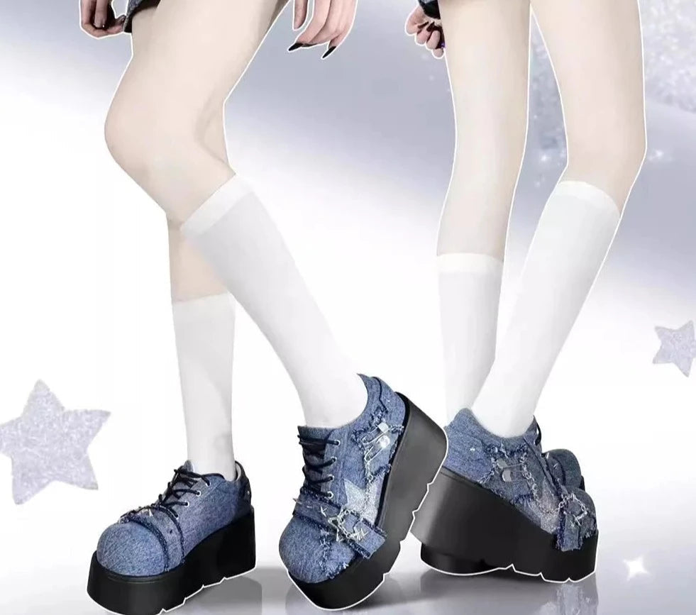 Denim Y2K Platform Mary Jane Shoes