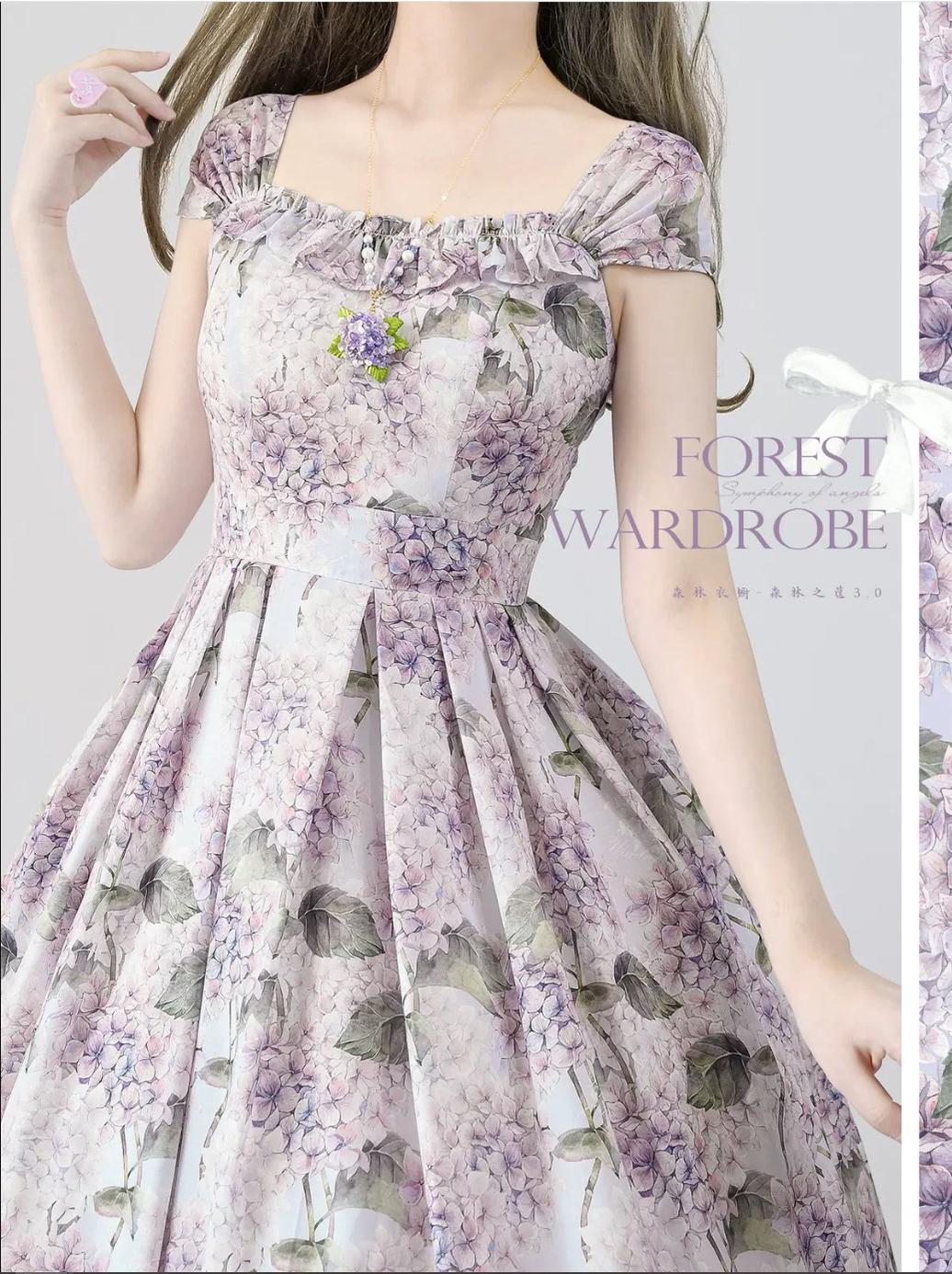 Vintage Lolita JSK Dress Summer Thin Dress purple sunflower