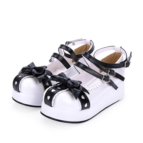 Round toe Lace Bowknot Sweet Lolita Shoes Black
