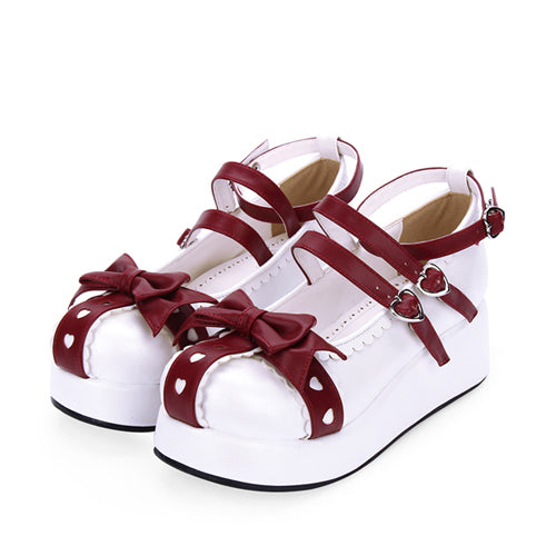 Round toe Lace Bowknot Sweet Lolita Shoes Red