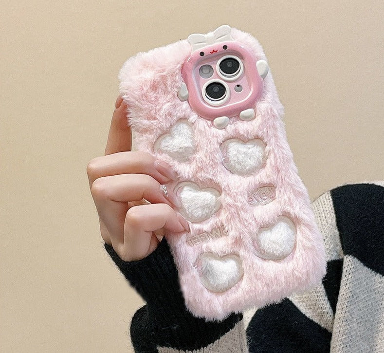 Fuzzy Heart Imprinted iPhone Case