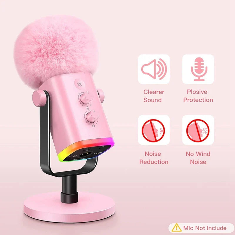 Fuzzy Pink Foam Microphone Dust Muff Cover