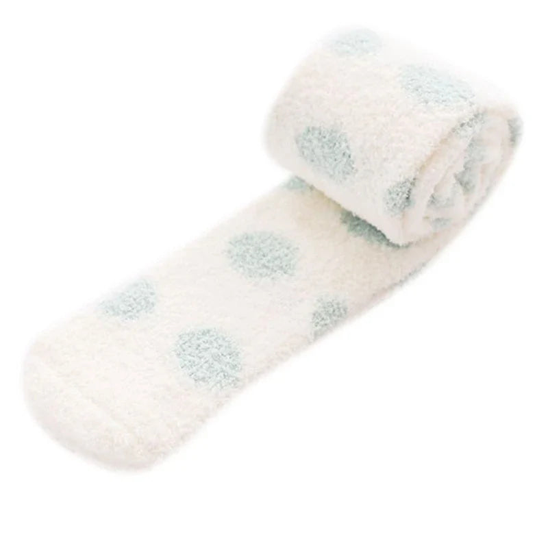 Polkadot Fuzzy Thigh Highs Blue