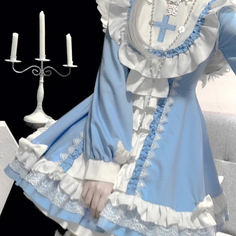 Hail Mary Ruffled Blue Dress L
