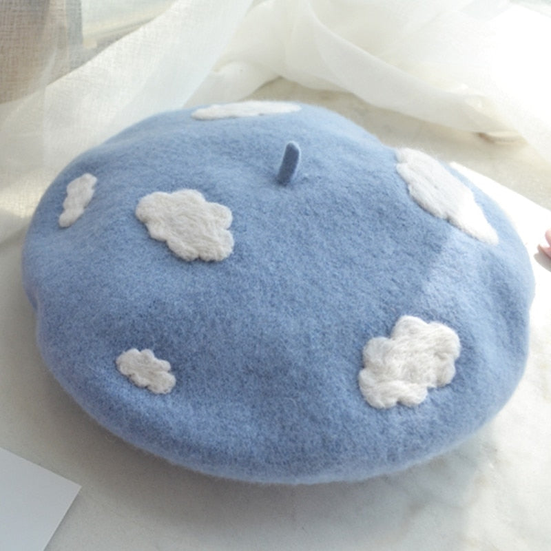 Kawaii Berets (21 styles) Blue Clouds