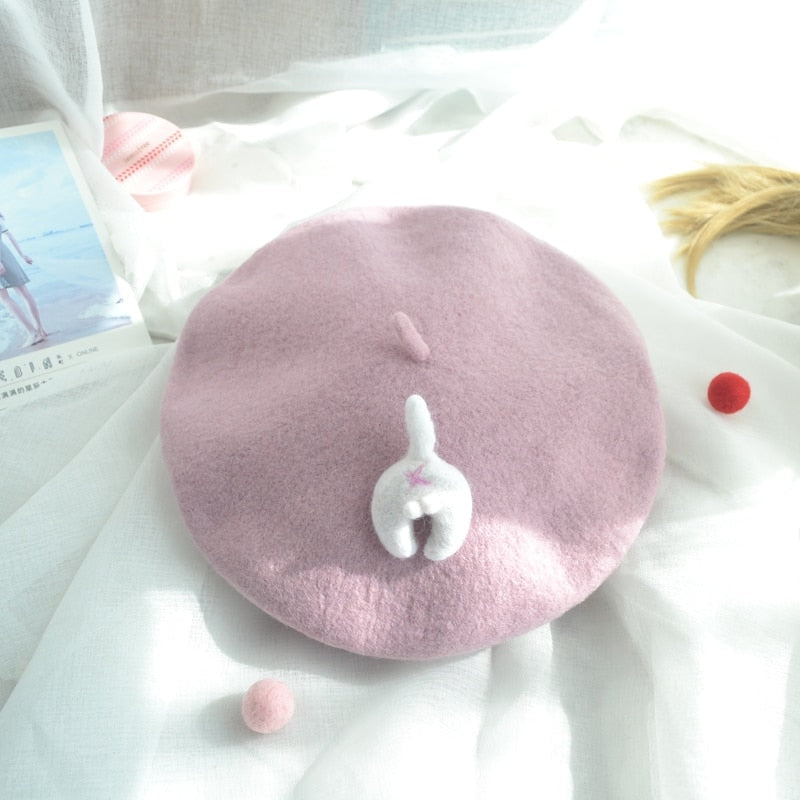Kawaii Berets (21 styles) Pink Kitten Bum