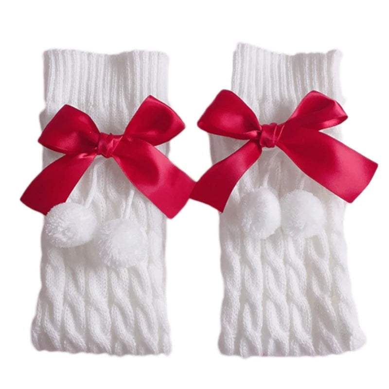 Kawaii Cotton Bow Leg Warmers Red