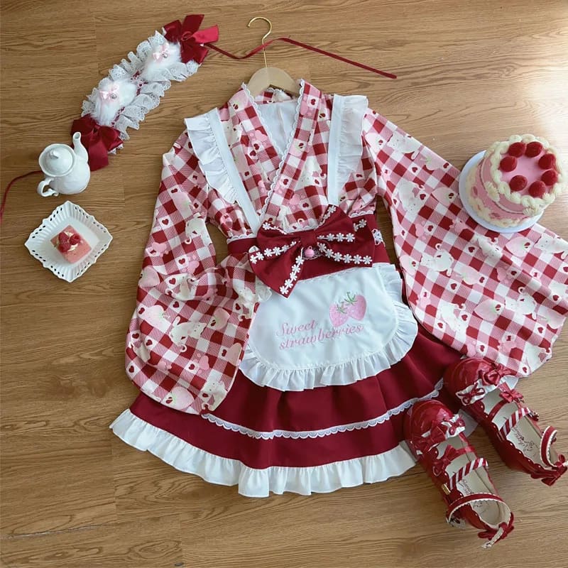 Sweet Strawberry Kimono Red