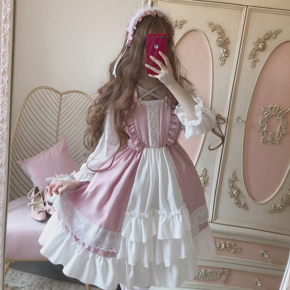 Elegant Victorian Maid Dress Pink