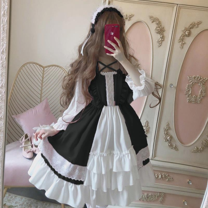 Elegant Victorian Maid Dress Black
