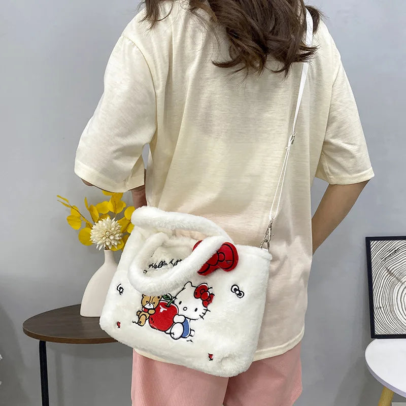Kawaii Plush Cross Body Bags White