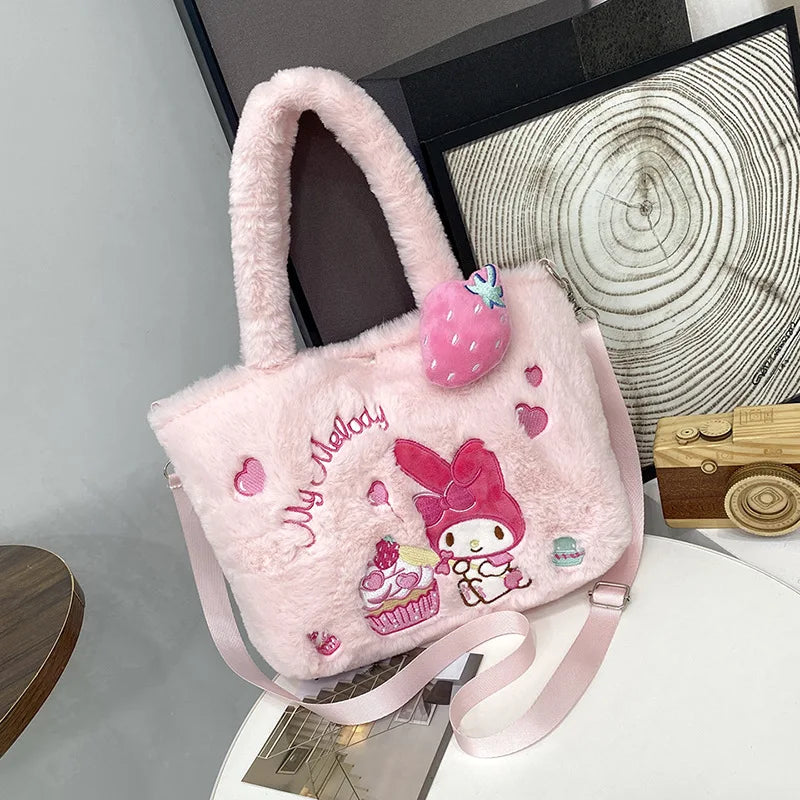 Kawaii Plush Cross Body Bags Pink