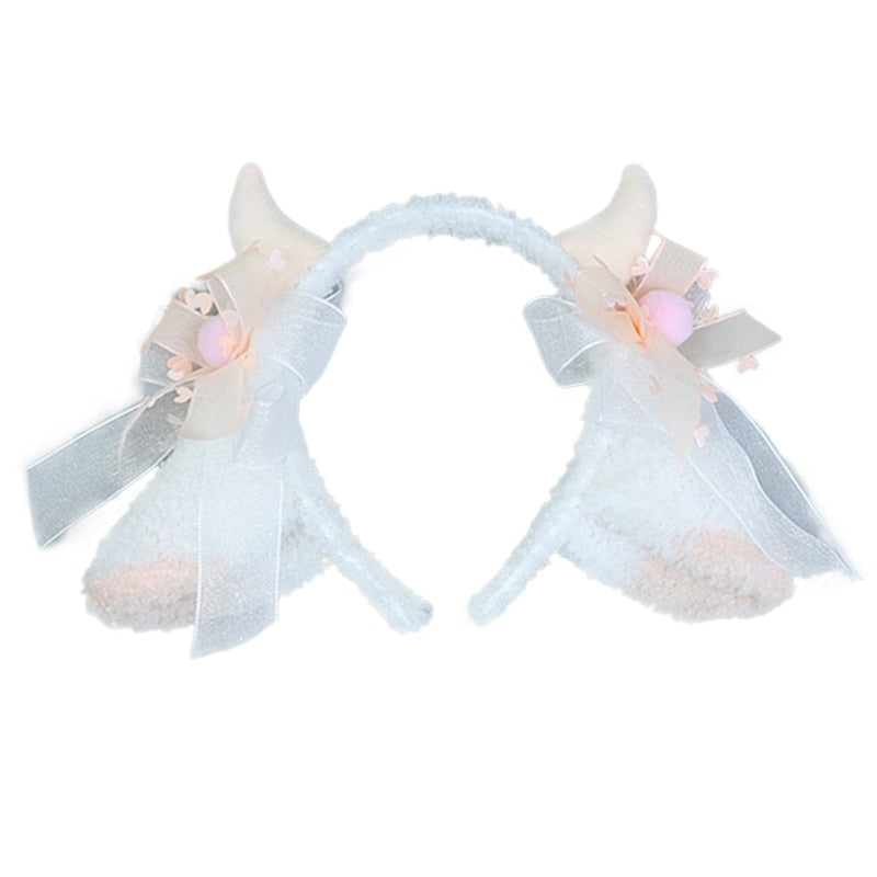 Kawaii Sheep Headband Beige Horns