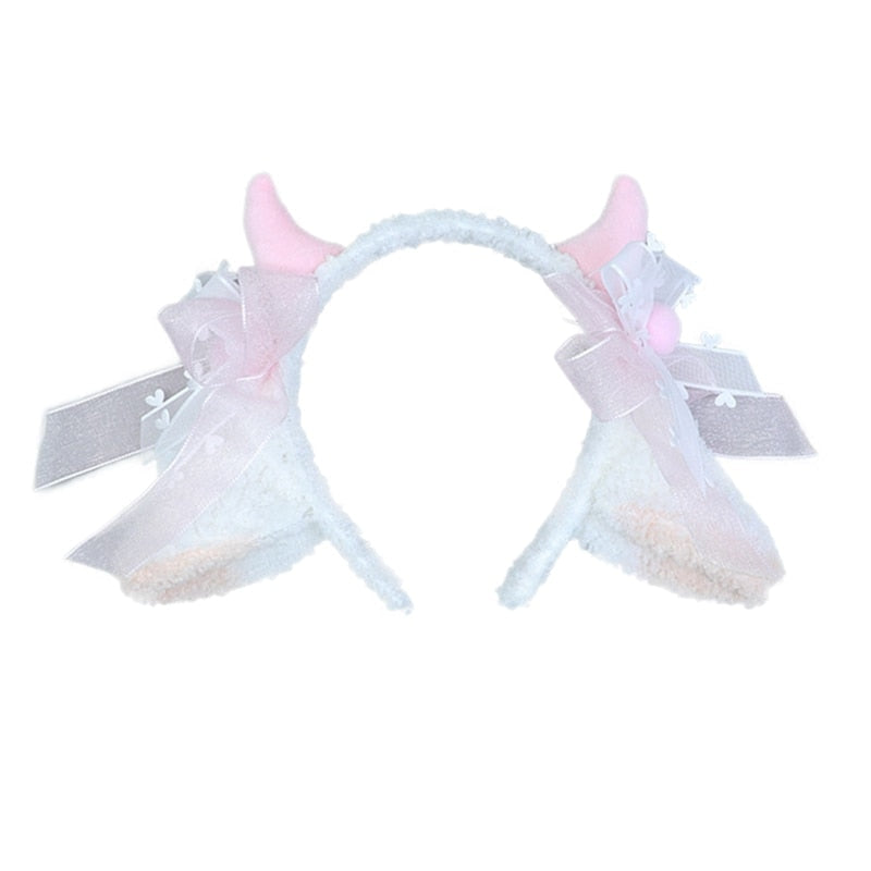 Kawaii Sheep Headband Pink Horns