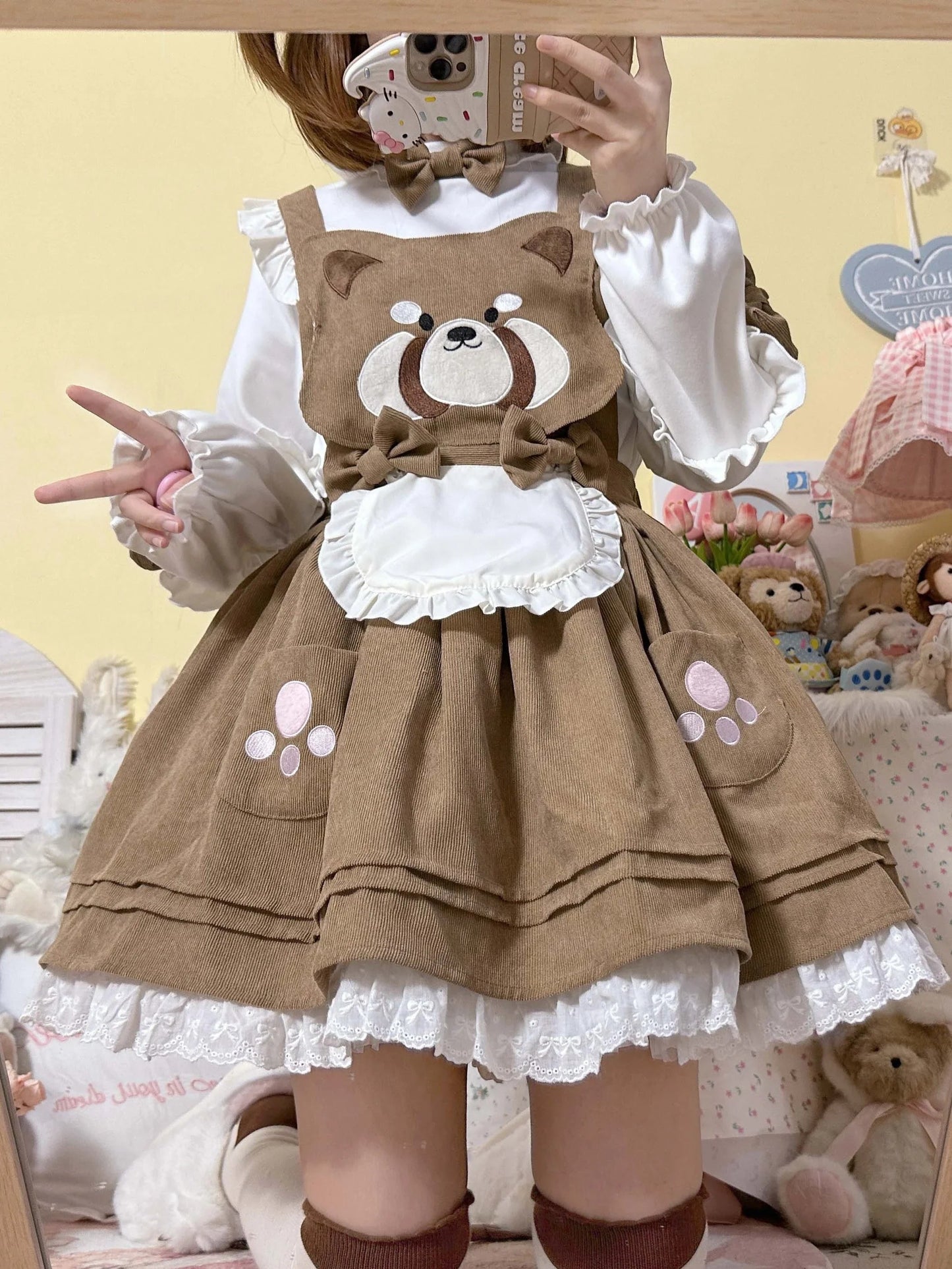 Kitsune Corudroy Suspender Dress