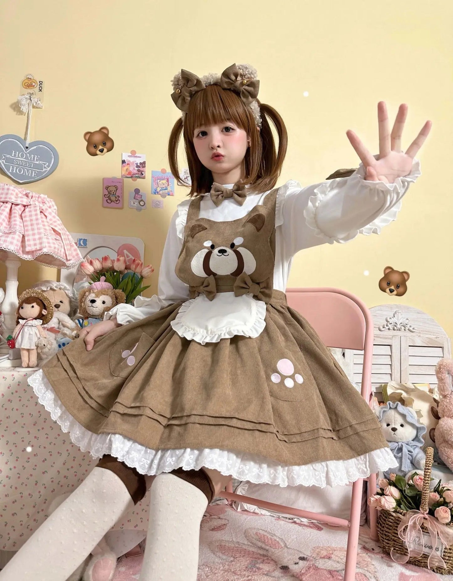 Kitsune Corudroy Suspender Dress