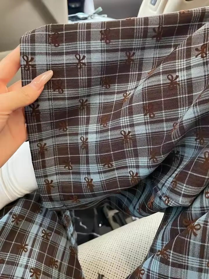 Korean Bow Plaid Pajama Pants