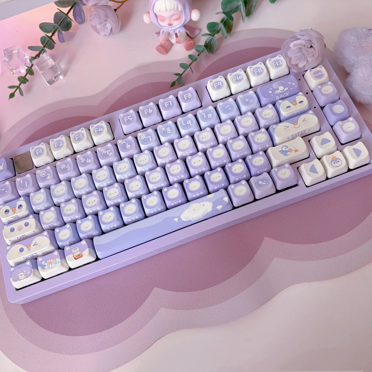 Lavender Penguin Full Key Cap Set