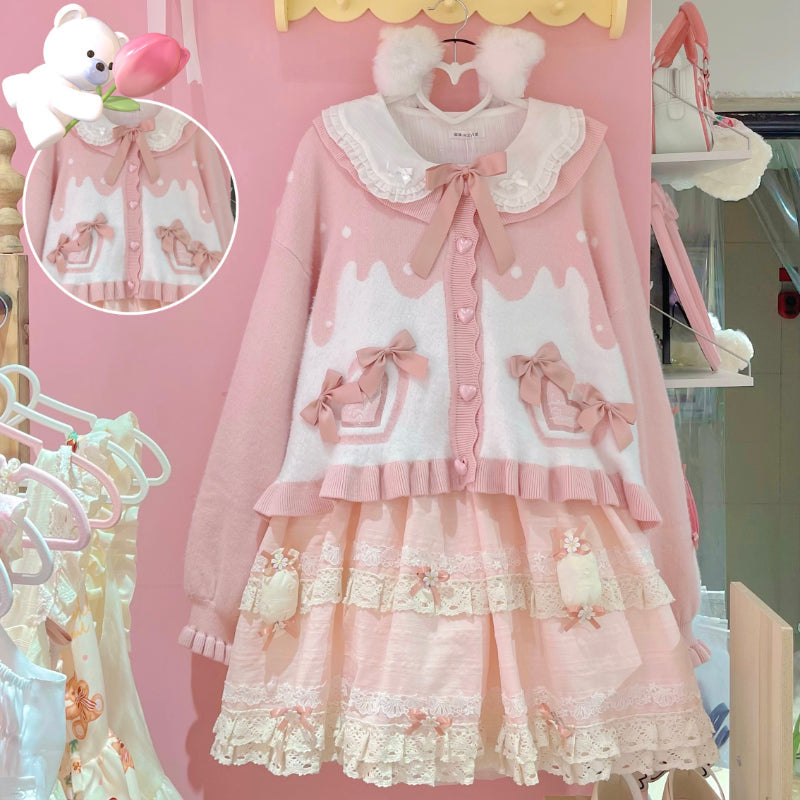 Melty Candy Knit Cardigan Pink