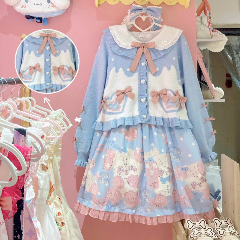 Melty Candy Knit Cardigan Blue