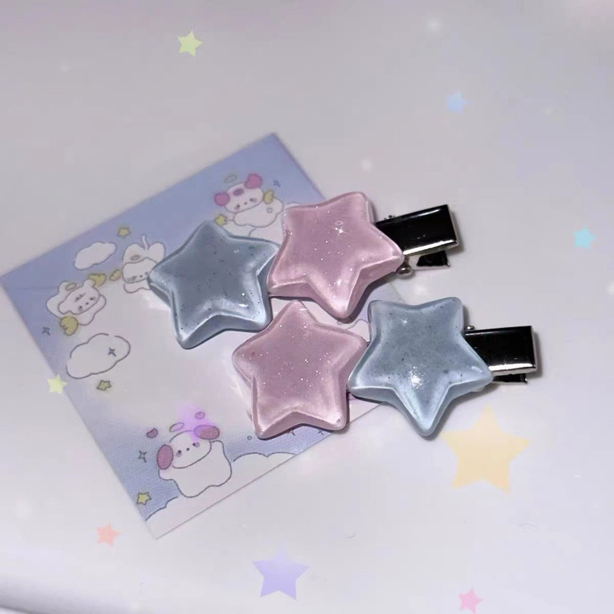 Pastel Candy Star Hair Clips