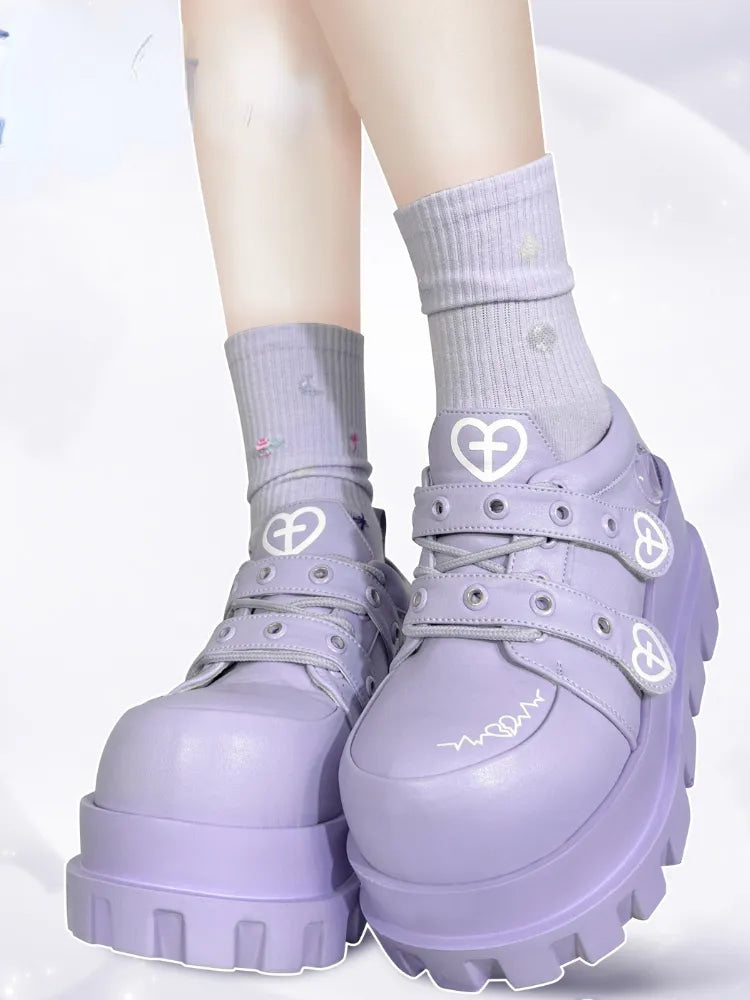 Pink Menhera Platform Shoes Lavender